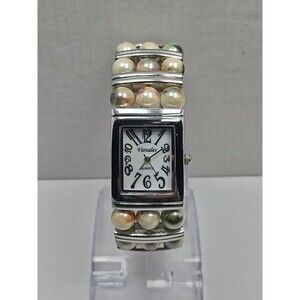 Varsales Womens Statement Cuff Bangle Bead Bracelet Quartz Watch New Battery